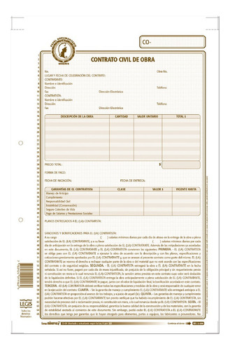 Forma Minerva 5509 Contrato Civil Obra  X 12 Pcs