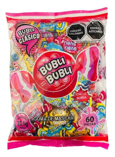 Chicle Bubli Bubli Goma De Mascar Bolsa Con 60 Piezas