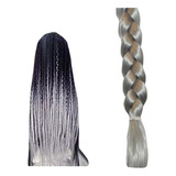 Trenza Para Decoración Extensión Peinado 58cm Plata