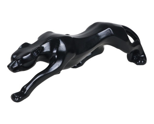 Pantera Negra Decorativa Em Ataque Escultura Cerâmica 36cm