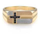 Anillo De Caballero Oro 14k Cruz Abba Joyas