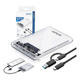 Case Para Hd Ou Ssd 2.5 Externo Sata 3 Usb 3.0 Transparente