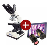 Microscópio Trinocular 1600x Com Câmera Digital Acromático