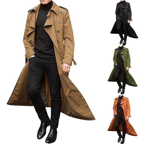 Gabardina Larga En Poliéster Otoño/invierno Para Hombre