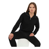 Sweater Mujer Half Zipper Negro Corona