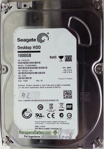 Seagate St1000dm003-1er162 1000gb Sata - 2924 Recuperodatos