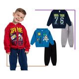 Kit 2 Conjunto Infantil Moletom Inverno C/ Capuz E Zíper Top