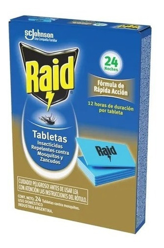 Tabletas Insecticida Raid Contra Mosquitos Caja X 24