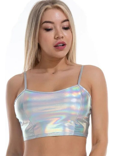 Ropa De Club Rebralette Para Mujer, Holográfica, Con Correa