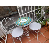 Juego De Hierro Para Balcon, Mesa Con Venecitas 