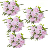 5 Ramos Flores Rose Artificiales Rama Decorativa 35 Flores