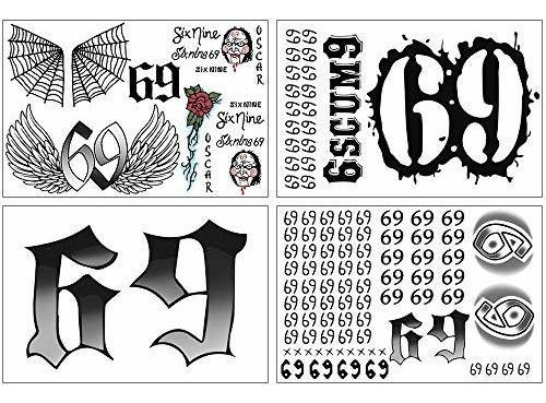 Tatuaje Temporale - 6ix9ine Temporary Tattoos Set, 69 Ta