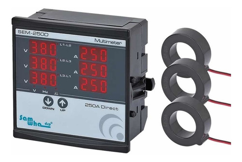 Multimedidor Digital Trifasico 0-500 V/10-250 A ( V, A, Hz)
