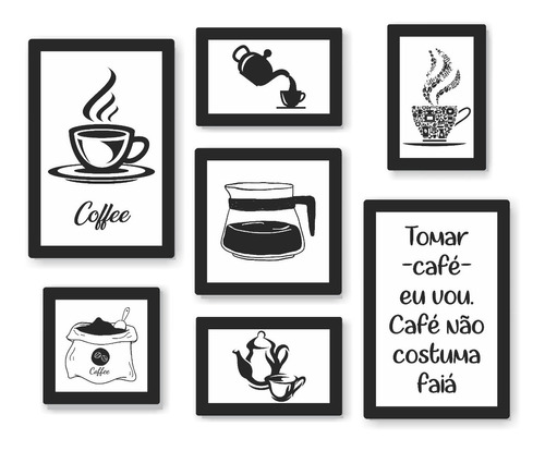 Kit Quadros Coffee Tomar Café Eu Vou. Café Não Costuma Faiá