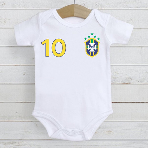 Body Infantil Roupa Bebê Brasil Camisa 10 Seleção Brasileira