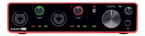 Interface De Audio Focusrite Scarlett 4i4 3rd Geração Usb Cor Vermelho 220v