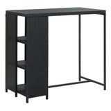 Mesa De Bar Con Estante De Almacenamiento Negro Rattan 47 