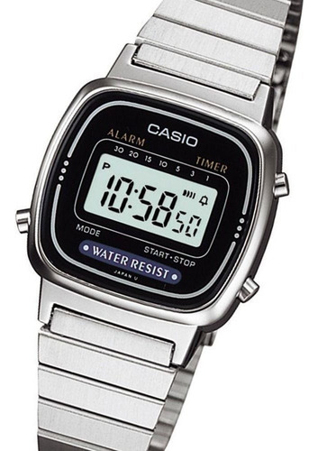 Reloj Casio Dama Modelo La670wa-1 Local Centro Obelisco Color De La Malla Plateado Color Del Bisel Plateado Color Del Fondo Gris