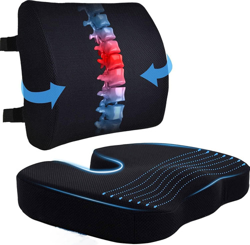 Cojin Lumbar Ergonomico Y Asiento Ergonomico Para Sillas Kit