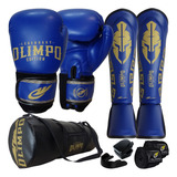 Kit Boxe Masculino Luva Caneleira Bolsa Bandagem Bucal Case