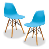 Set De 2 Sillas De Comedor Estilo Moderno Minimalista Color De La Estructura De La Silla Azul