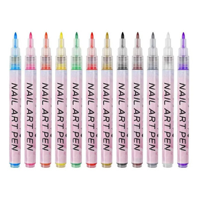 Conjunto De Canetas De Arte Para Unhas, 12 Cores, Canetas De