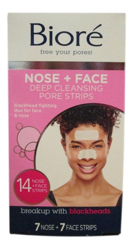 Tiras Limpiadoras De Poros Profundos Biore Nose + Face, 14 Tiras