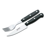 Set Cuchillo Y Tenedor Asado Boker Arbolito Inox Hoja 12,5cm