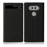 Funda Compatible Con LG V20 Estilo Cartera De Color Negro   