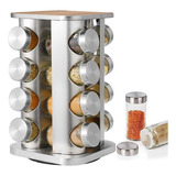 Especiero Cocina 16 Condimentos Giratorio Vidrio Acero Inox