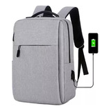 Mochila Urbana División Porta Notebook 15,6 Usb Mujer Hombre Color Gris