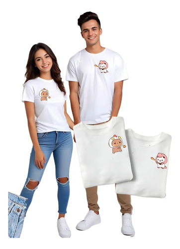 Playera Duo Para Parejas, Dragon Pollo Camisa Cuello Redondo
