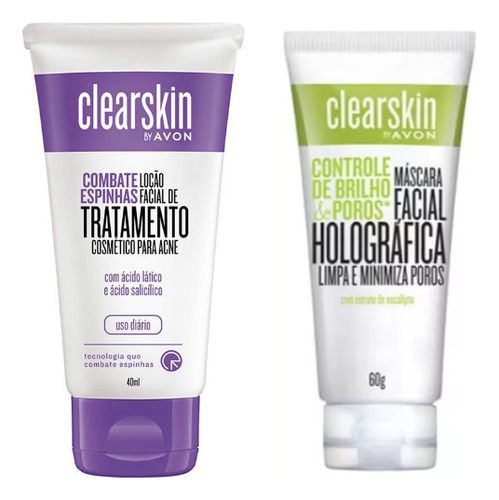 Kit Clearskin Loção Facial Acne + Máscara Facial Holografica