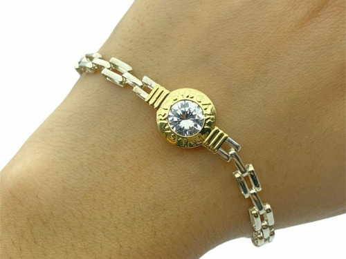 Pulsera Plata  Oro Mujer Piedra Cubic Panter Estuche