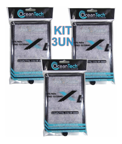 Ocean Tech Refil Filtro Externo Hf-800 Hf800 Hf 800 Kit 3un