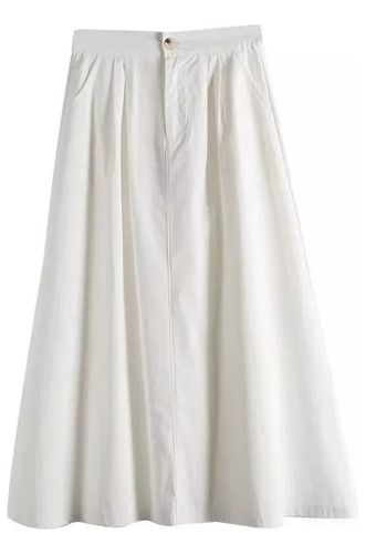 Falda Elegante Mujer Moda Casual Color Sólido Con Bolsil [u]