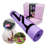  Rdj Yoga/pilates Cor Lilás/rosa Kit Yoga Pilates Tapete Esteira Colchonete Com 2 Blocos Yoga