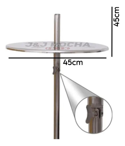 Mesa Inox P/piscina Com Regulagem 45cm + Chumbador 