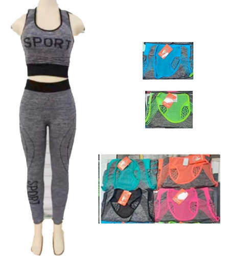 Pack 2 Conjunto Deportivo Mujer Calza Y Polera.yoga, Zumba