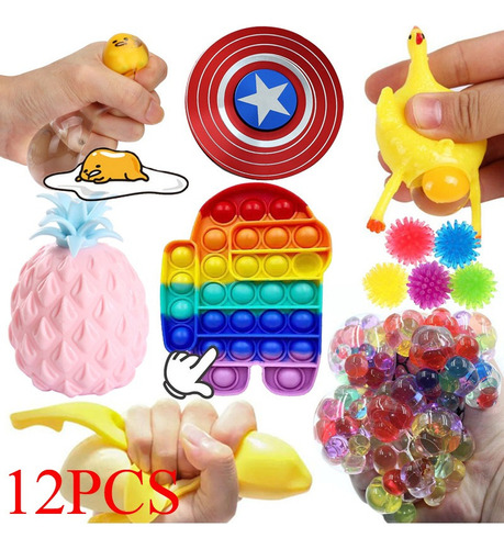 S Pop Fidget-12pcs-simulación Piña Pellizca Juguete