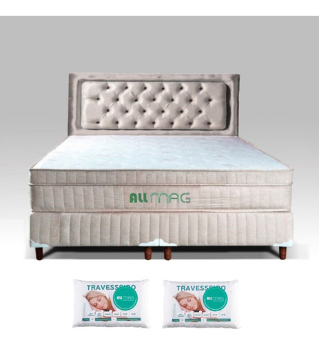 Cama King Size Colchão Magnético D33 Real + Box Bipartido