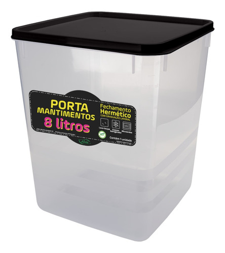 Pote Porta Mantimento 8l Grande Hermético Cabe 5kg Arroz