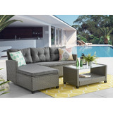 Oferta Juego Terraza Rattan Sofá + Mesa Nuevos Jardín Lindos