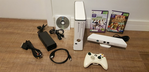 Xbox 360 4gb Branco + Kinect + 2 Jogos Kinect + Controle
