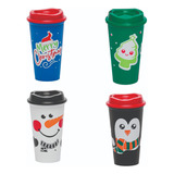 15 Vasos Navideños Impresos Reusables Cafeteros