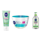 Kit Nivea Limpiador, Gel Hidrat Y Agua Micelar Efecto Mate 