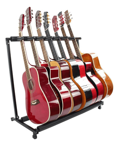 Soporte Base Metal Para 7 Guitarras Y Bajos Estante Plegable