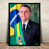 Quadro Poster Jair Bolsonaro Faixa Presidente Moldura A3