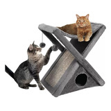 Casa Interactiva Para Gatos Plegable Con Rascador Y Pompones