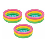 Set De 3 Piscina Inflable Colorida Para Bebés Multicolor